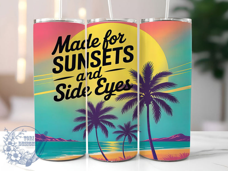 Golden Hour Escape Sunset Beach Tumbler, Tropical Palm Wrap, Made For Sunsets Design, Funny Beach Quote Tumbler, Side Eye Sublimation PNG, Vacation Vibes Tumbler, Palm Tree Tumbler Wrap Sublimation ToriDesigns 
