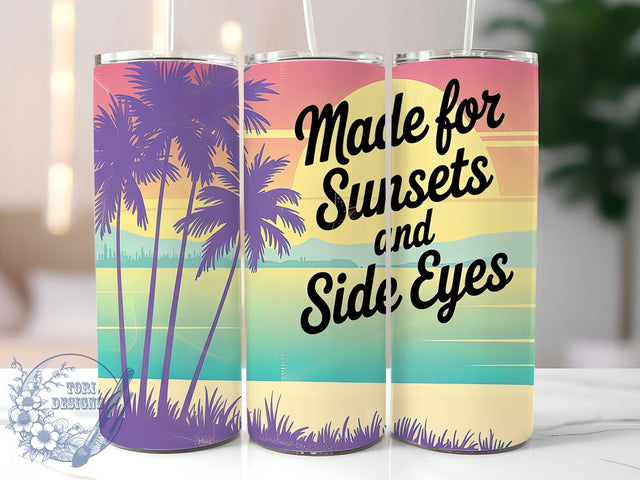 Golden Hour Escape Sunset Beach Tumbler, Tropical Palm Wrap, Made For Sunsets Design, Funny Beach Quote Tumbler, Side Eye Sublimation PNG, Vacation Vibes Tumbler, Palm Tree Tumbler Wrap Sublimation ToriDesigns 