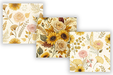 Golden Hour Garden Digital Paper, Autumn Craft Work, Autumn Pattern, Fall Pattern, Scrapbook Kit, Autumn Leaves, Autumn Vibe Digital Pattern FloridPrintables 