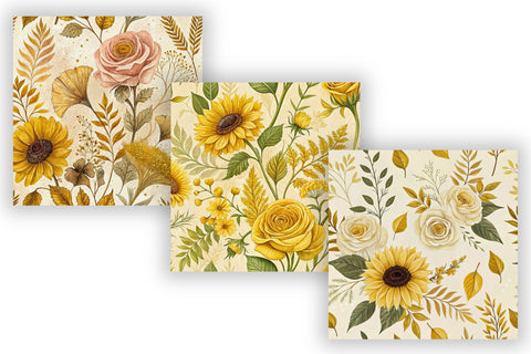 Golden Hour Garden Digital Paper, Autumn Craft Work, Autumn Pattern, Fall Pattern, Scrapbook Kit, Autumn Leaves, Autumn Vibe Digital Pattern FloridPrintables 