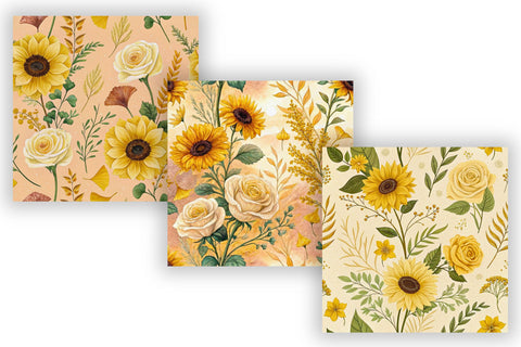 Golden Hour Garden Digital Paper, Autumn Craft Work, Autumn Pattern, Fall Pattern, Scrapbook Kit, Autumn Leaves, Autumn Vibe Digital Pattern FloridPrintables 