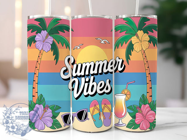 Golden Hour Summer Vibes Tumbler, Sunset Beach PNG, Flip Flops Tumbler, Beach Life Sublimation, Sunglasses Tumbler Wrap, Ocean Tumbler Design, 20oz Summer Wrap Sublimation ToriDesigns 