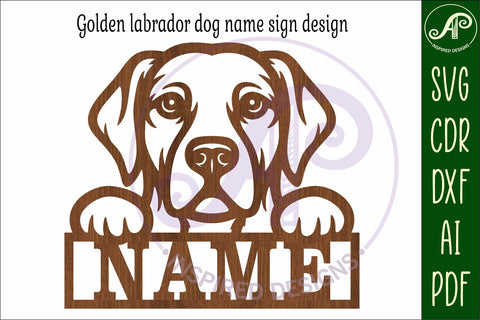 Golden Labrador dog name sign svg laser cut file SVG APInspireddesigns 