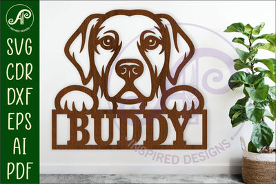 Golden Labrador dog name sign svg laser cut file SVG APInspireddesigns 