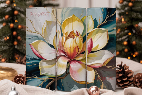 Golden Magnolia 20oz Tumbler Wrap Sublimation DesignSVG 