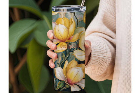 Golden Magnolia 20oz Tumbler Wrap Sublimation DesignSVG 