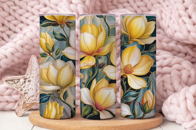 Golden Magnolia 20oz Tumbler Wrap Sublimation DesignSVG 