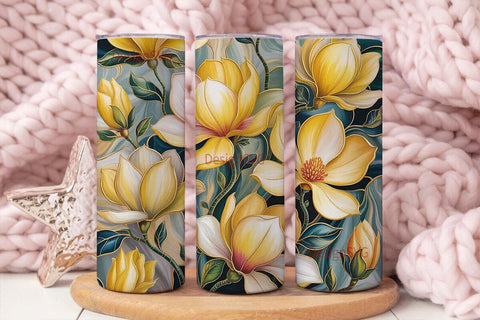Golden Magnolia 20oz Tumbler Wrap Sublimation DesignSVG 