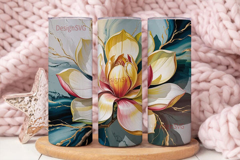 Golden Magnolia 20oz Tumbler Wrap Sublimation DesignSVG 