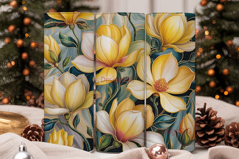 Golden Magnolia 20oz Tumbler Wrap Sublimation DesignSVG 