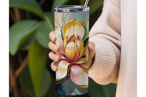 Golden Magnolia 20oz Tumbler Wrap Sublimation DesignSVG 