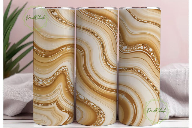 Golden Marble Glitter 20oz Tumbler Wrap Sublimation PixelChick 