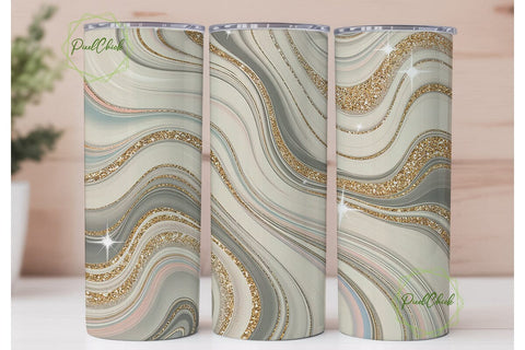 Golden Marble Swirl 20oz Tumbler Wrap Sublimation PixelChick 