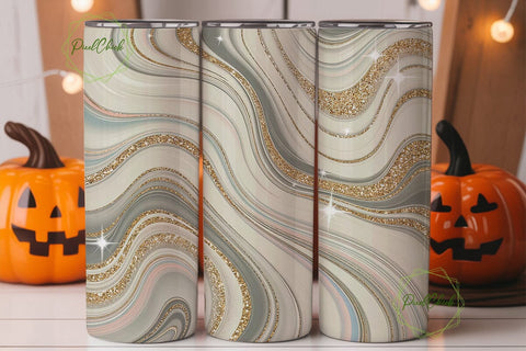 Golden Marble Swirl 20oz Tumbler Wrap Sublimation PixelChick 