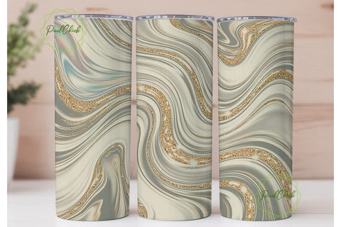 Golden Marble Swirl 20oz Tumbler Wrap Sublimation PixelChick 