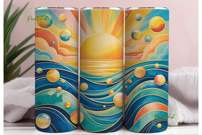 Golden Ocean Sunrise 20oz Tumbler Wrap Sublimation PixelChick 