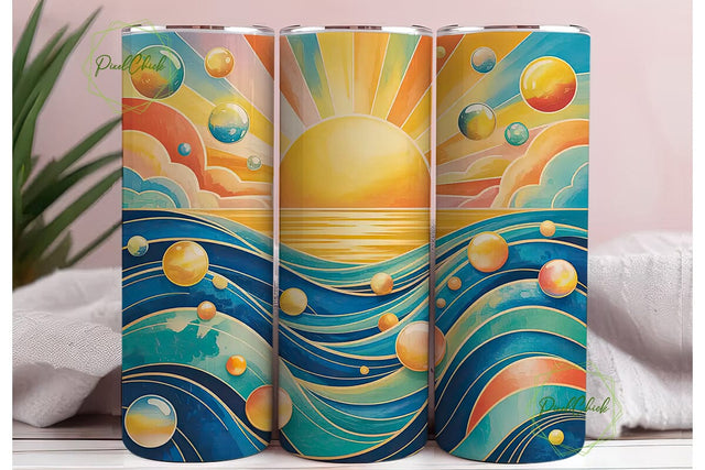 Golden Ocean Sunrise 20oz Tumbler Wrap Sublimation PixelChick 