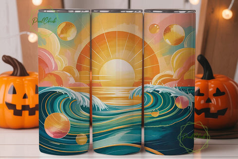 Golden Ocean Sunrise 20oz Tumbler Wrap Sublimation PixelChick 