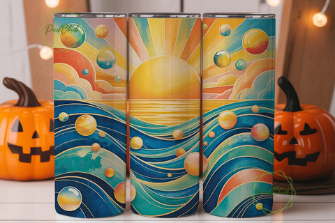 Golden Ocean Sunrise 20oz Tumbler Wrap Sublimation PixelChick 