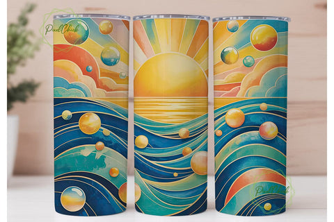 Golden Ocean Sunrise 20oz Tumbler Wrap Sublimation PixelChick 