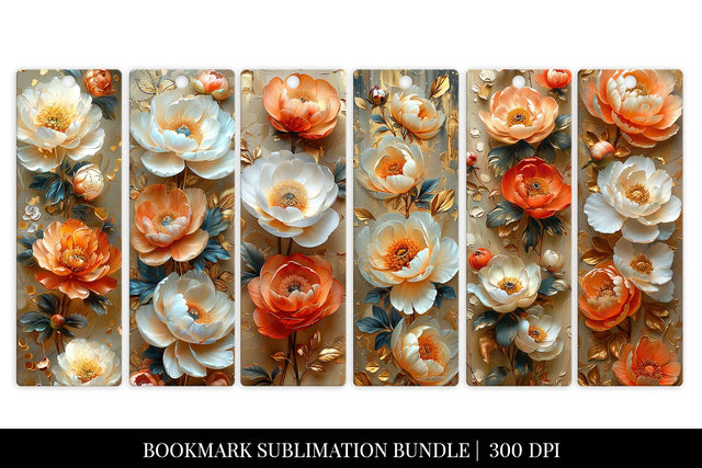 Golden Peony Bookmark Set, Printable Sublimation Design Sublimation BijouBay 