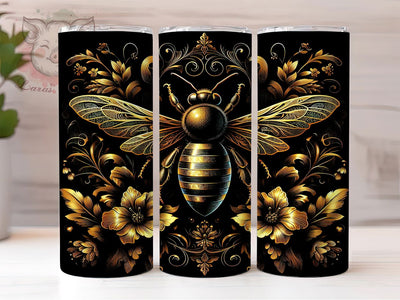 Golden Regal Bee Tumbler Wrap, Elegant Bee Cup, Regal Bee Tumbler PNG, Luxury Bee Tumbler Wrap, 20oz Gold Bee Tumbler, Royal Honeybee Design, Sophisticated Bee Cup Sublimation Lara' s Designs 