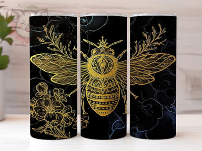 Golden Regal Bee Tumbler Wrap, Elegant Bee Cup, Regal Bee Tumbler PNG, Luxury Bee Tumbler Wrap, 20oz Gold Bee Tumbler, Royal Honeybee Design, Sophisticated Bee Cup Sublimation Lara' s Designs 