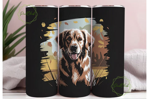 Golden Retriever 20oz Tumbler Wrap Sublimation PixelChick 