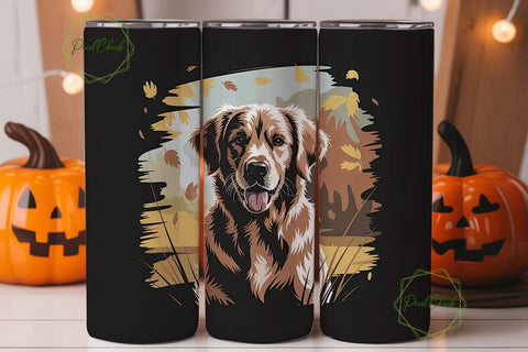 Golden Retriever 20oz Tumbler Wrap Sublimation PixelChick 