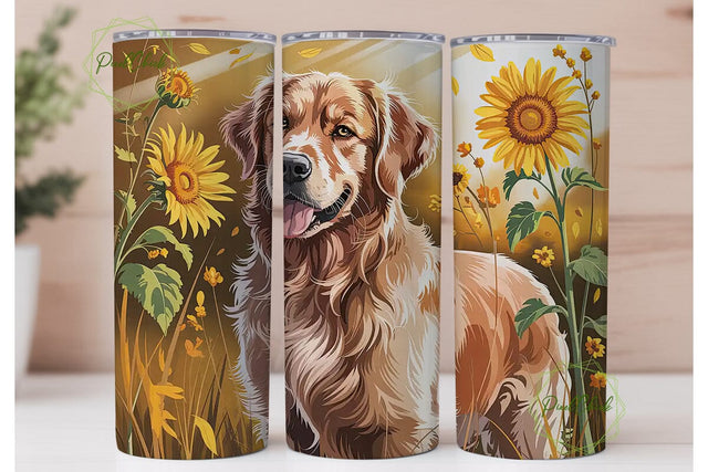 Golden Retriever 20oz Tumbler Wrap Sublimation PixelChick 