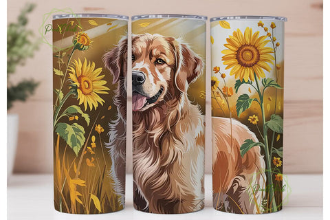 Golden Retriever 20oz Tumbler Wrap Sublimation PixelChick 