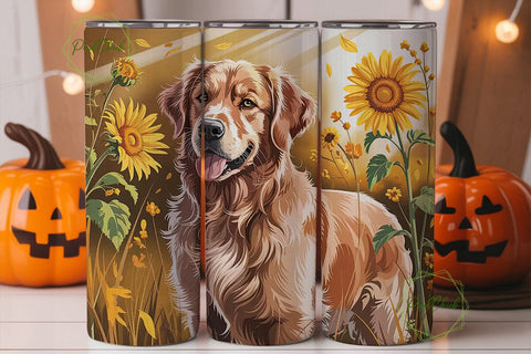Golden Retriever 20oz Tumbler Wrap Sublimation PixelChick 