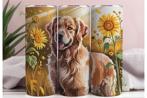 Golden Retriever 20oz Tumbler Wrap Sublimation PixelChick 