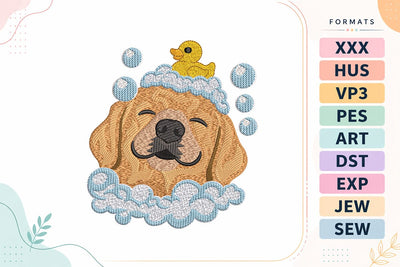 Golden Retriever Bath Time Dog Machine Embroidery Designs Embroidery/Applique DESIGNS sg embroidery 