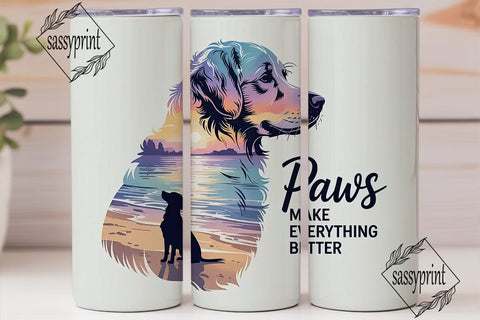 Golden Retriever Beach Sunset 20oz Sublimation sassyprint 