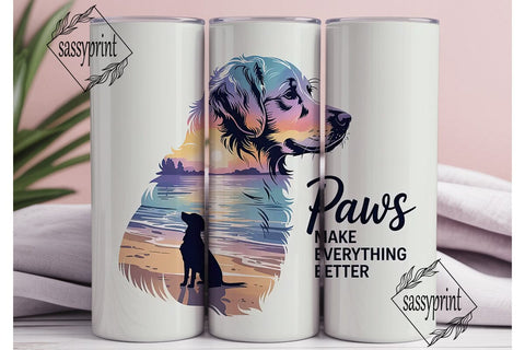 Golden Retriever Beach Sunset 20oz Sublimation sassyprint 