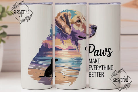 Golden Retriever Beach Sunset 20oz Sublimation sassyprint 