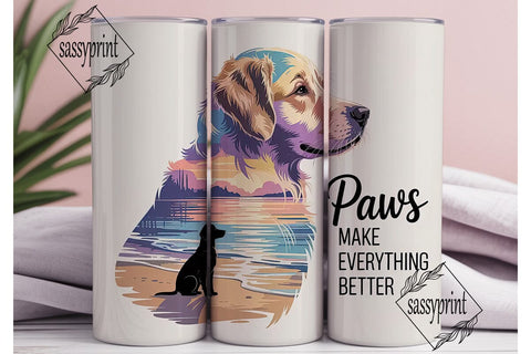 Golden Retriever Beach Sunset 20oz Sublimation sassyprint 