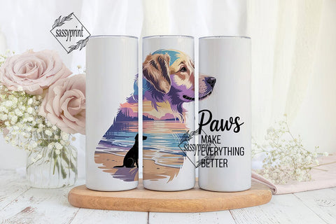 Golden Retriever Beach Sunset 20oz Sublimation sassyprint 