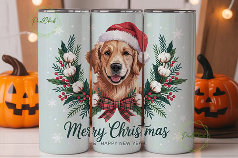 Golden Retriever Christmas 20oz Tumbler Sublimation PixelChick 