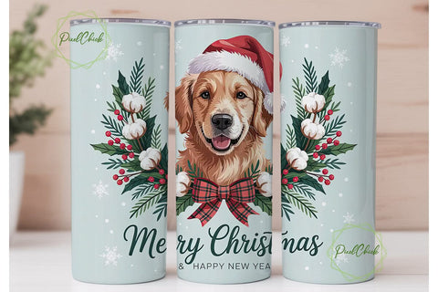 Golden Retriever Christmas 20oz Tumbler Sublimation PixelChick 