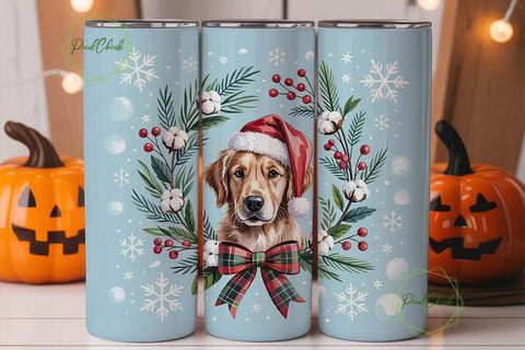 Golden Retriever Christmas 20oz Tumbler Sublimation PixelChick 