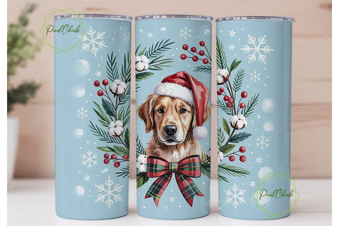 Golden Retriever Christmas 20oz Tumbler Sublimation PixelChick 