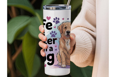 Golden Retriever Dog 20oz Tumbler Wrap Sublimation DesignSVG 