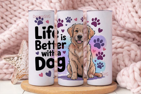 Golden Retriever Dog 20oz Tumbler Wrap Sublimation DesignSVG 