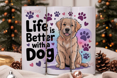 Golden Retriever Dog 20oz Tumbler Wrap Sublimation DesignSVG 