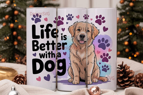 Golden Retriever Dog 20oz Tumbler Wrap Sublimation DesignSVG 