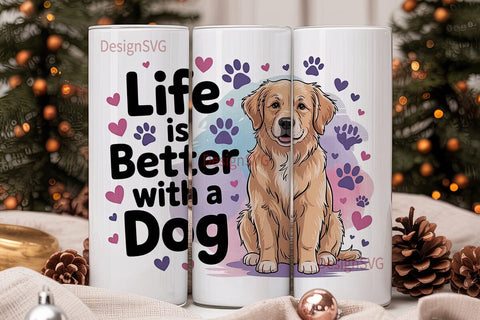 Golden Retriever Dog 20oz Tumbler Wrap Sublimation DesignSVG 