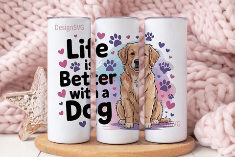 Golden Retriever Dog 20oz Tumbler Wrap Sublimation DesignSVG 