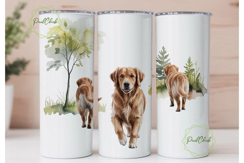 Golden Retriever Dog 20oz Tumbler Wrap Sublimation PixelChick 